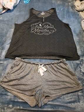 Five More Minutes Charcoal Gray Sleep Tank & Shorts Set